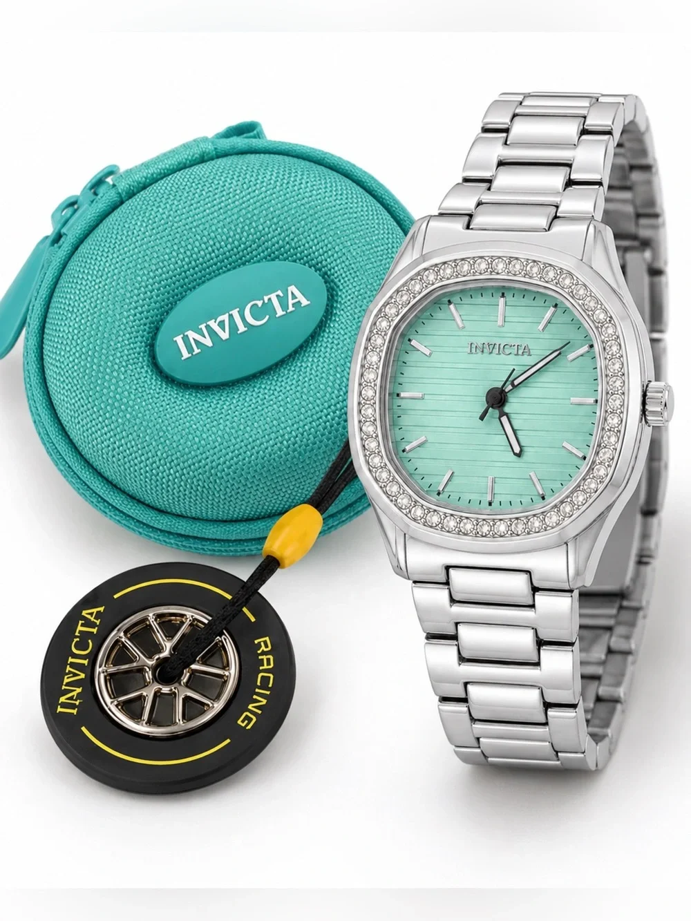 NWT Invicta Wildflower Special Edition 32mm Silver Aqua Watch Set 001-GA-L-501